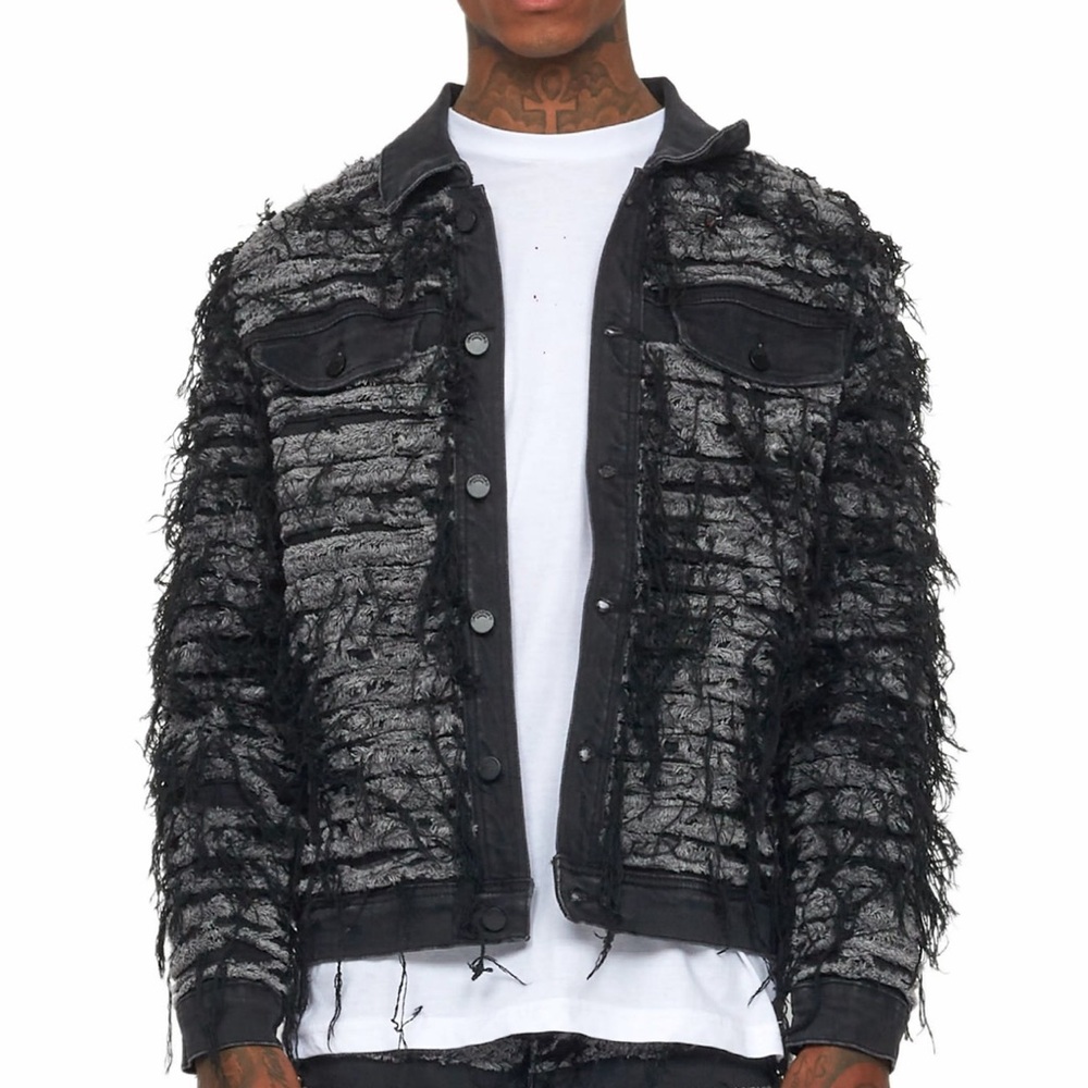 NWT Rockstar Original Ayan Dark Grey Distressed Denim Jacket -